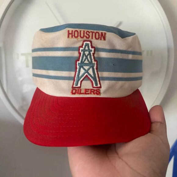 Vintage 80s NFL Houston Oilers Painters Train Cap Snapback Hat - Picture 1 of 6